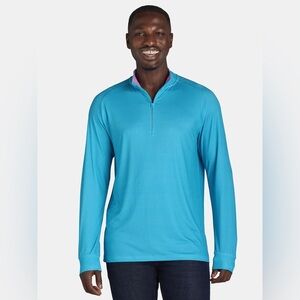 Birdie Bound Bachelor Button Blue Houndstooth Quarter Zip Long Sleeve Shirt M